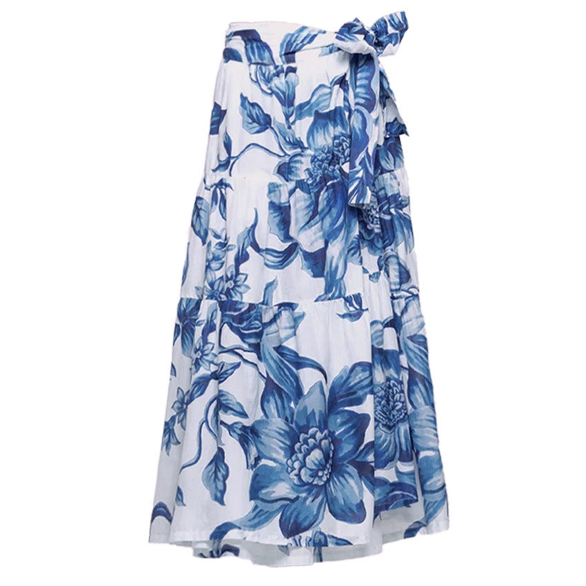 Bikini Blue Color Floral Vacation Split Swimsuit Women Bella Mia