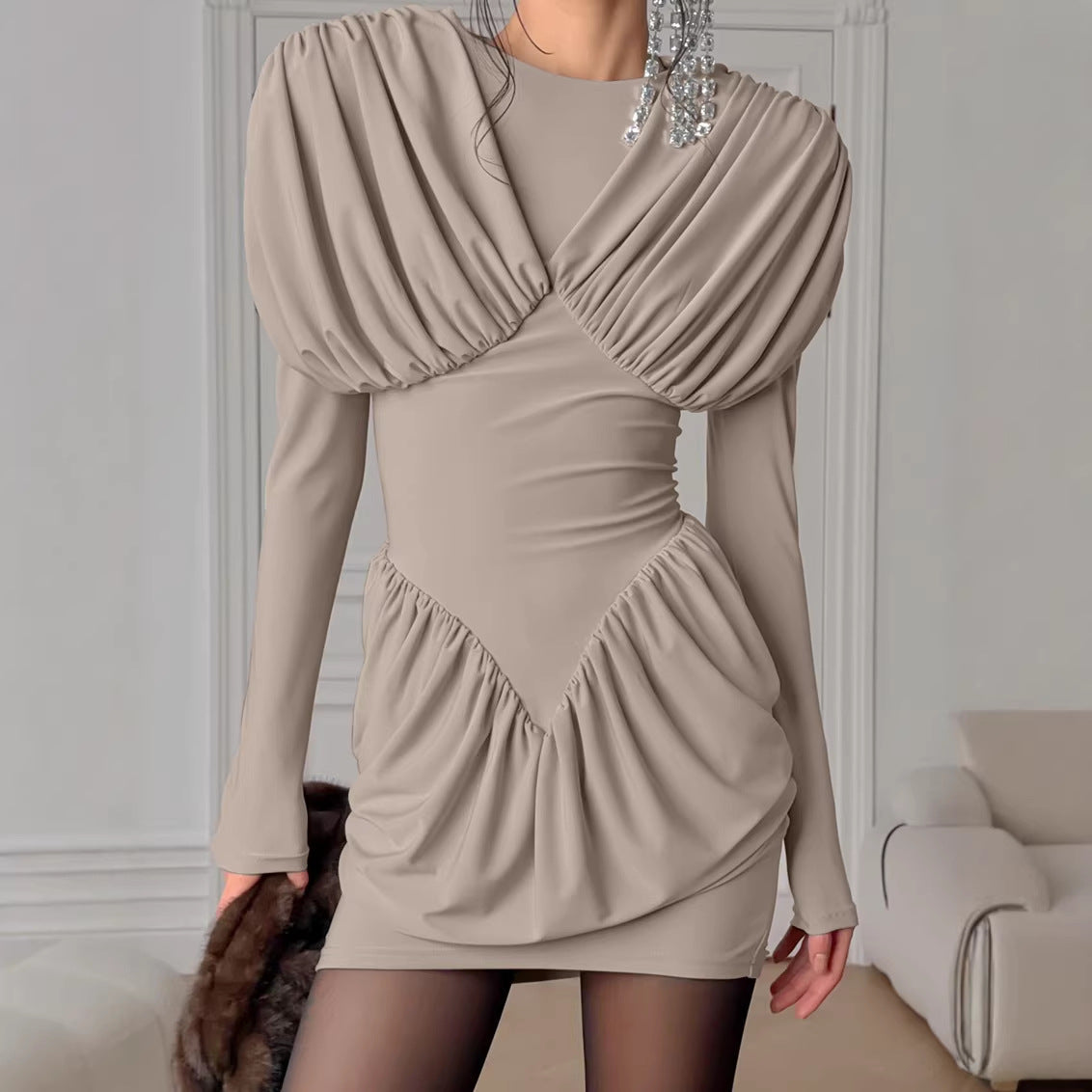 Niche Black Elegant Dress Slim Waist Spring Women Clothing Bella Mia