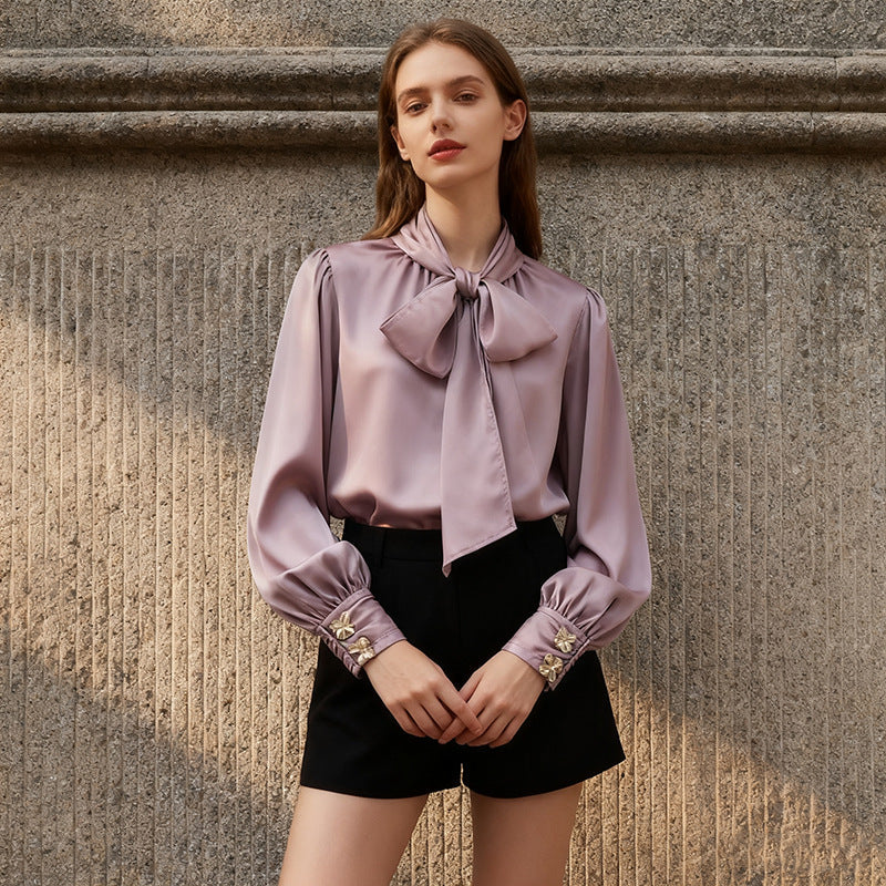 French Intellectual High Grade Lace up Shirt Autumn Minority All Match Shirt for Women Bella Mia