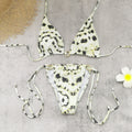 Three-Point Strap Sexy Backless Low Waist Bikini Split Swimsuit Women Printed Bikini