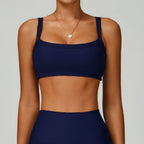 Double Shoulder Strap Thread Yoga Bra Hollow Out Cutout Back Tight Sports Underwear Outer Wear Running Fitness Clothes Bella Mia