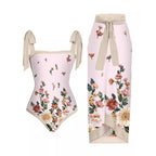 Mesh Two Piece French Swimsuit Digital Printing Sheath Dress Swimsuit for Women Bella Mia