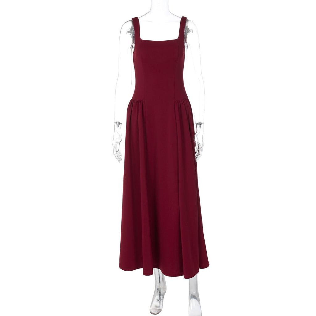 Women Clothing Summer Sexy Backless Zipper Slim Fit Waist Shoulder Strap Dress Bella Mia