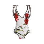 Printing One Piece Women Swimwear French Retro Cover Belly Slimming Swimsuit Chiffon Sand Bella Mia