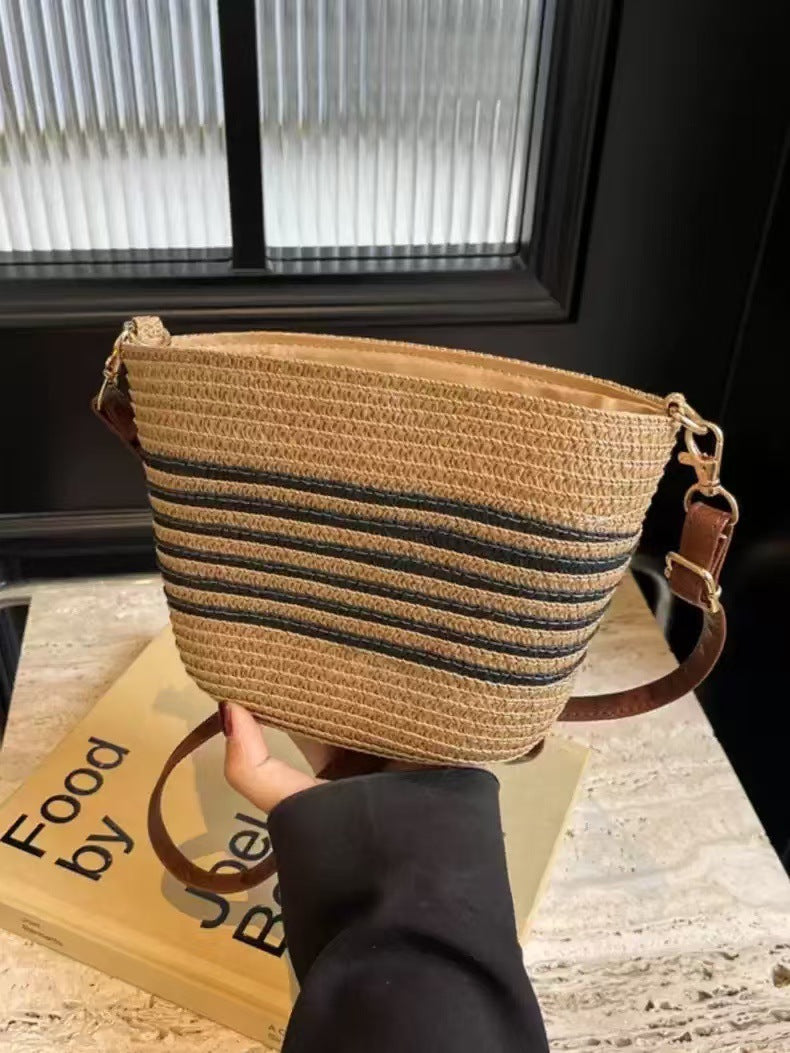 Stripe Straw Bag Fresh Simple Straw Bag Woven Bag Vacation Beach Bag Women Bag Bella Mia