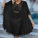 Beach Vacation Blouse Women Clothing Crocheted Stitching Tassel Bikini Cover Up Blouse Dress Bella Mia