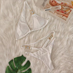 Sexy Bikini Crystal Diamond Striped Strap Split Women Swimsuit Bella Mia