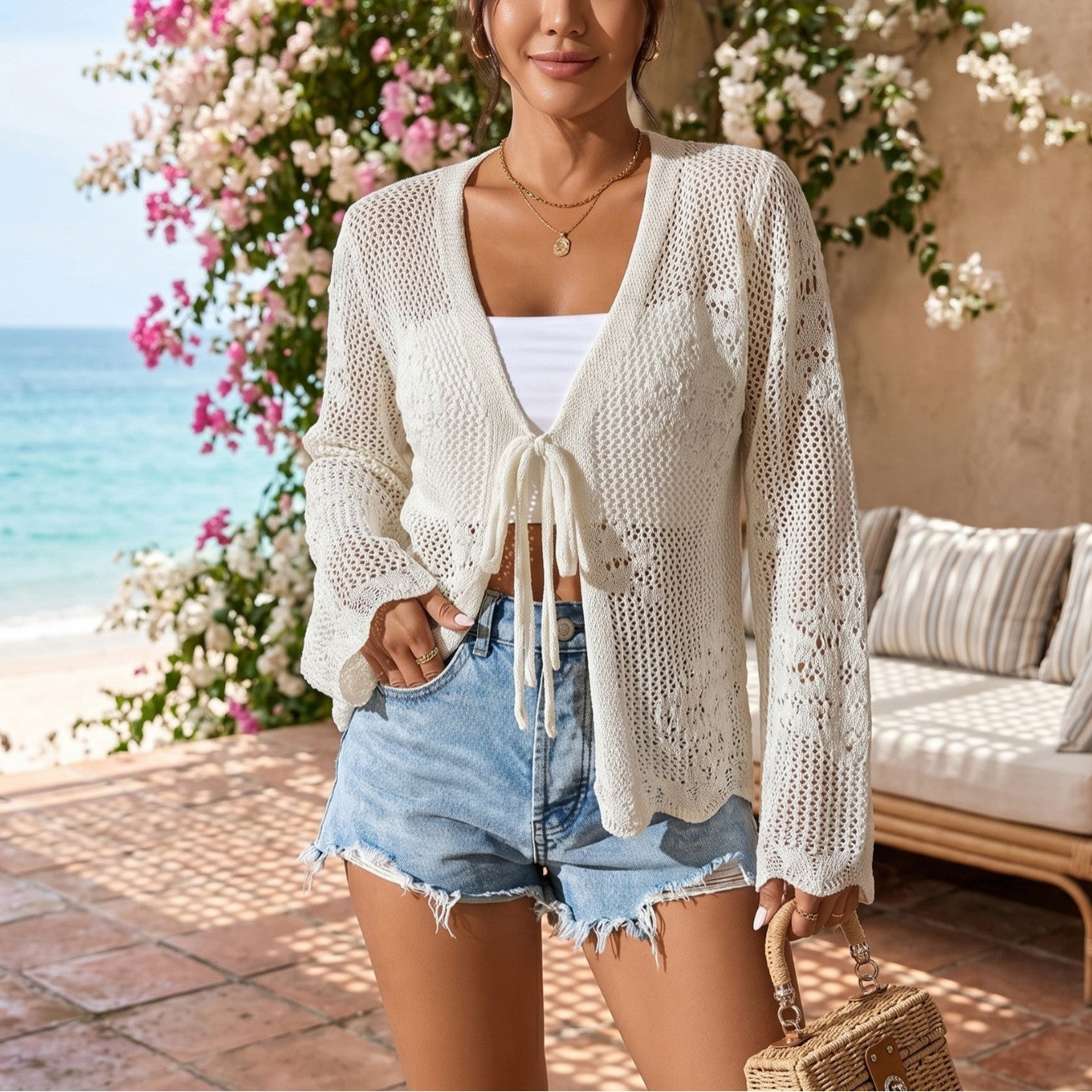 Beach Dress Women Casual Holiday Floral Print Pullover Bikini Swimsuit Blouse Sun Protective Clothing