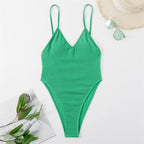 Deep V Plunge Bikini Sexy Swimsuit Solid Color Wrinkle Champray Bikini Bella Mia