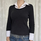 Sexy Faux Two Piece Long Sleeved Sweater Woolen Women Clothing Autumn Bella Mia