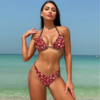 Swimsuit Women Leopard Print Floral Sexy Three Point Halter Bikini Swimsuit Bikini Bella Mia
