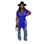 Women Clothing Solid Color Casual Tassel Hollow Out Cutout T shirt Bella Mia