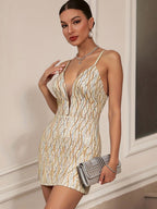 Sexy Sequin Sling Dress Short Dress Women Clothing Ball Dress Bella Mia