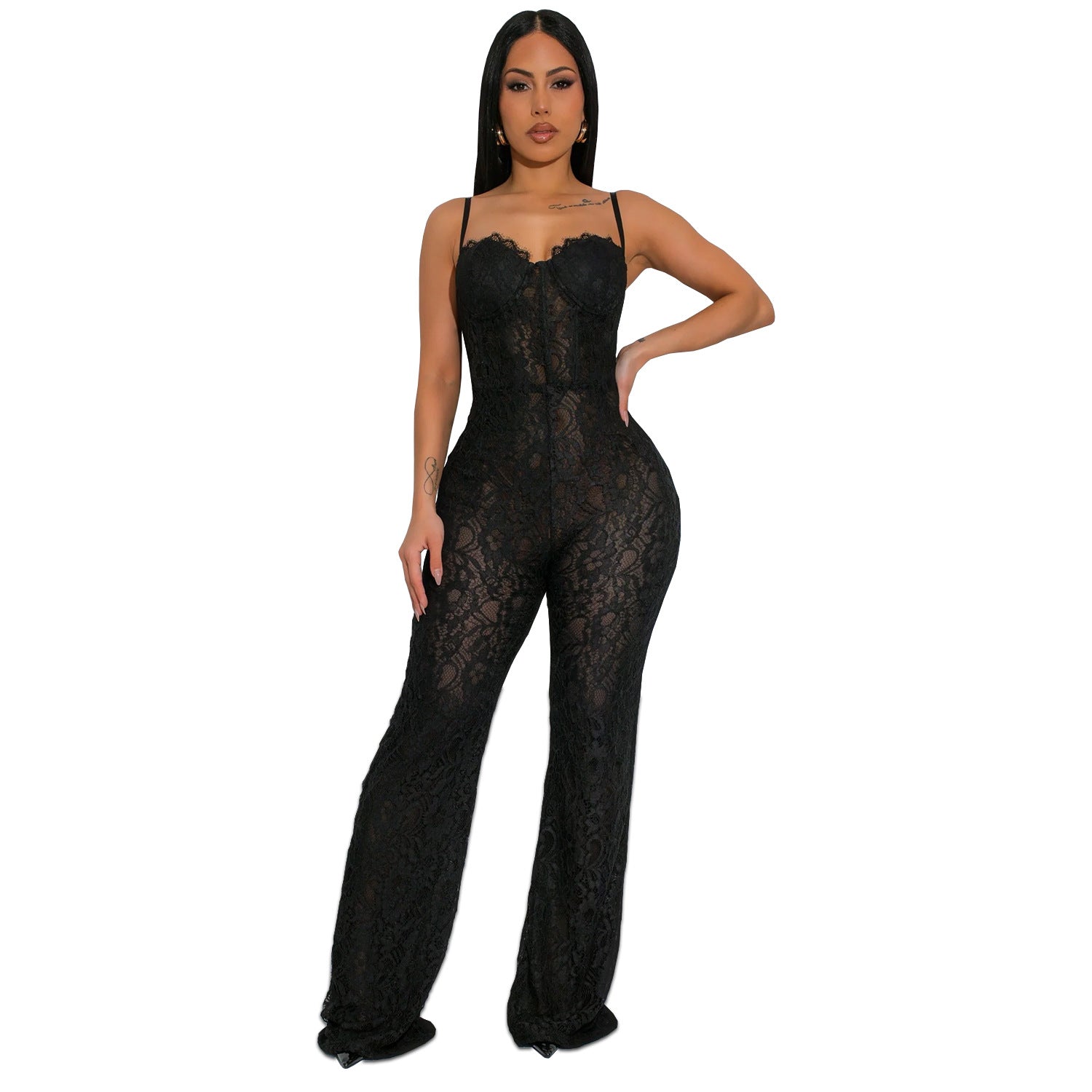 Women Wear Sexy Slim Lace Cutout Sling Jumpsuit Bella Mia