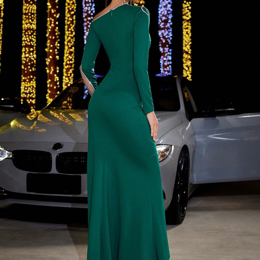 Autumn Winter Dress Sequin Stitching Slim Sheath Party Long Sleeve Evening Dress Bella Mia