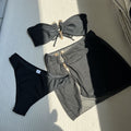 Sexy Solid Color Tube Top Three Piece Mesh Swimwear Swimsuit Bikini Bikini Bella Mia