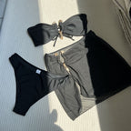 Sexy Solid Color Tube Top Three Piece Mesh Swimwear Swimsuit Bikini Bikini Bella Mia