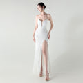 Boning Corset Waist Tight Heavy Industry Beads Heart Shaped Collar Sequined Evening Dress Luxury Cocktail Evening Dress Bella Mia