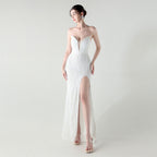 Boning Corset Waist Tight Heavy Industry Beads Heart Shaped Collar Sequined Evening Dress Luxury Cocktail Evening Dress Bella Mia