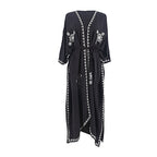 Rayon Embroidered Loose Long Cardigan Beach Sun Protection Coat Beach Cover Up Swimsuit Outwear Women Bella Mia