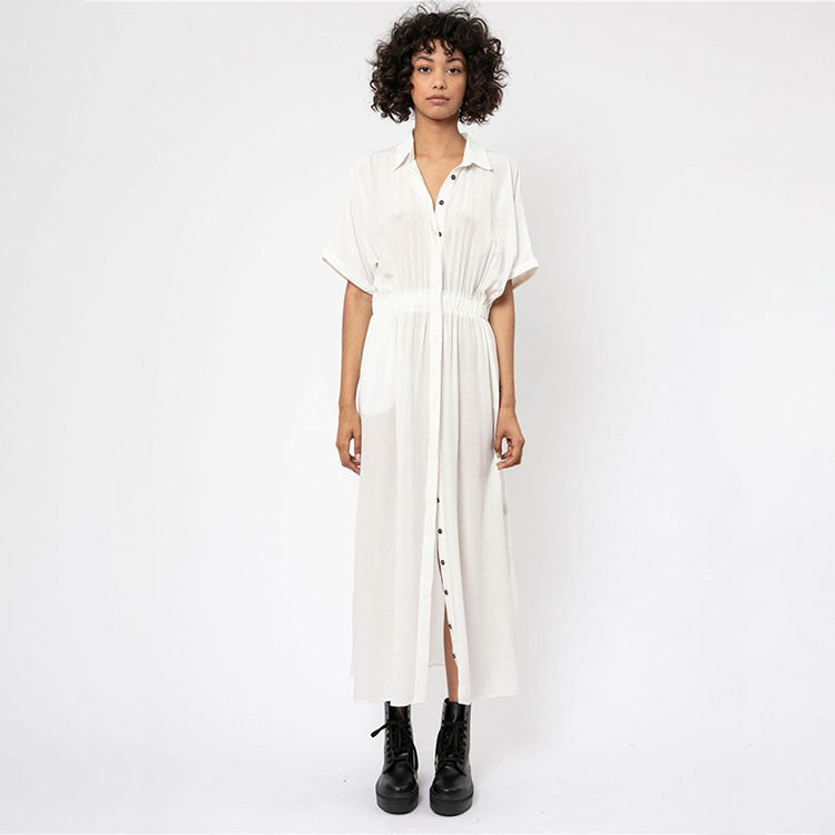 Solid Color Sexy Deep V-neck Single Breasted Beach Sun Protection Shirt Vacation Dress Beach Cover Up Bella Mia