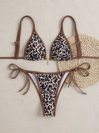 Shoulder Strap Triangle Small Floral Embellished Sexy Split Bikini Swimsuit Bella Mia