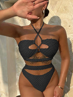 Luoguo Bikini Beige Sexy Swimsuit Women Split Drawstring Swimsuit Bella Mia
