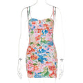 Summer Printed Sexy off the Shoulder Hip Spaghetti Straps Dress Women Clothing Bella Mia