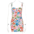 Summer Printed Sexy off the Shoulder Hip Spaghetti Straps Dress Women Clothing Bella Mia