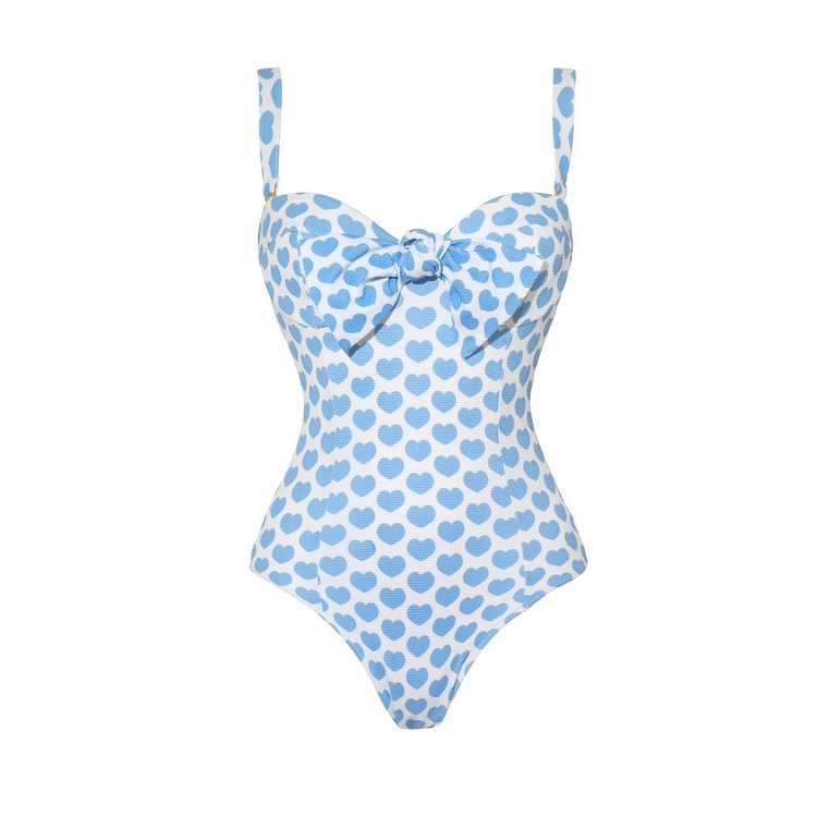 Heart Printing Bow One Piece Swimsuit Women Bella Mia