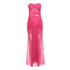 Spring Women Clothing Sexy Tube Top off Neck See through Tied Slim Fit Dress for Women Bella Mia