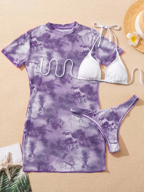 Bikini Outer Single Swimsuit Bikini Women Split Sleeved Blouse Swimsuit Three Piece Yongzh Bella Mia