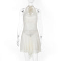 Sexy Backless Halter Sexy Lace Stitching Dress Women Vacation Short Women Bella Mia