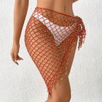 Arrival Hand Crocheting Beads Shawl Bikini Cover up Sexy Triangular Binder Shawl Voile Beach Cover up Bella Mia