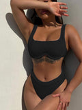 Summer Sexy Bikini Solid Color Special Fabric Swimsuit Swimsuit Bella Mia
