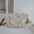 Beanie Crossbody Cotton Thread Woven Bag Women Tassel Bag Cover Shoulder Straw Bag Vacation Beach Bag Bella Mia