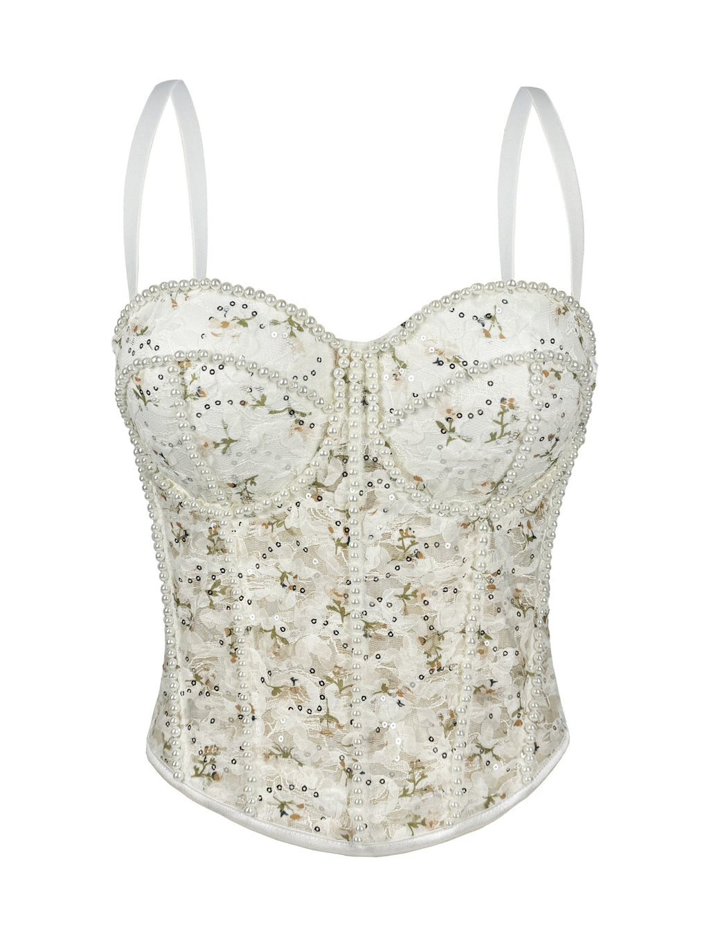Pearl Mesh Boning Corset Corset Transparent Sexy Lace Tube Tops Strap Sexy Drawstring Slim Fit Boning Corset Top Bella Mia