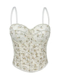 Pearl Mesh Boning Corset Corset Transparent Sexy Lace Tube Tops Strap Sexy Drawstring Slim Fit Boning Corset Top Bella Mia