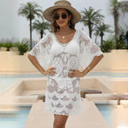 Loose Pullover Swimsuit Outwear Blouse Beach Jacket Water Soluble Lace Bikini Cover Up Women Crochet hook Bella Mia