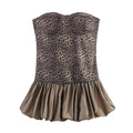 Leopard Splicing Tube Top Pettiskirt Summer Sexy off the Shoulder Party Cocktail Short Dress Slim Fit Mini Dress Bella Mia