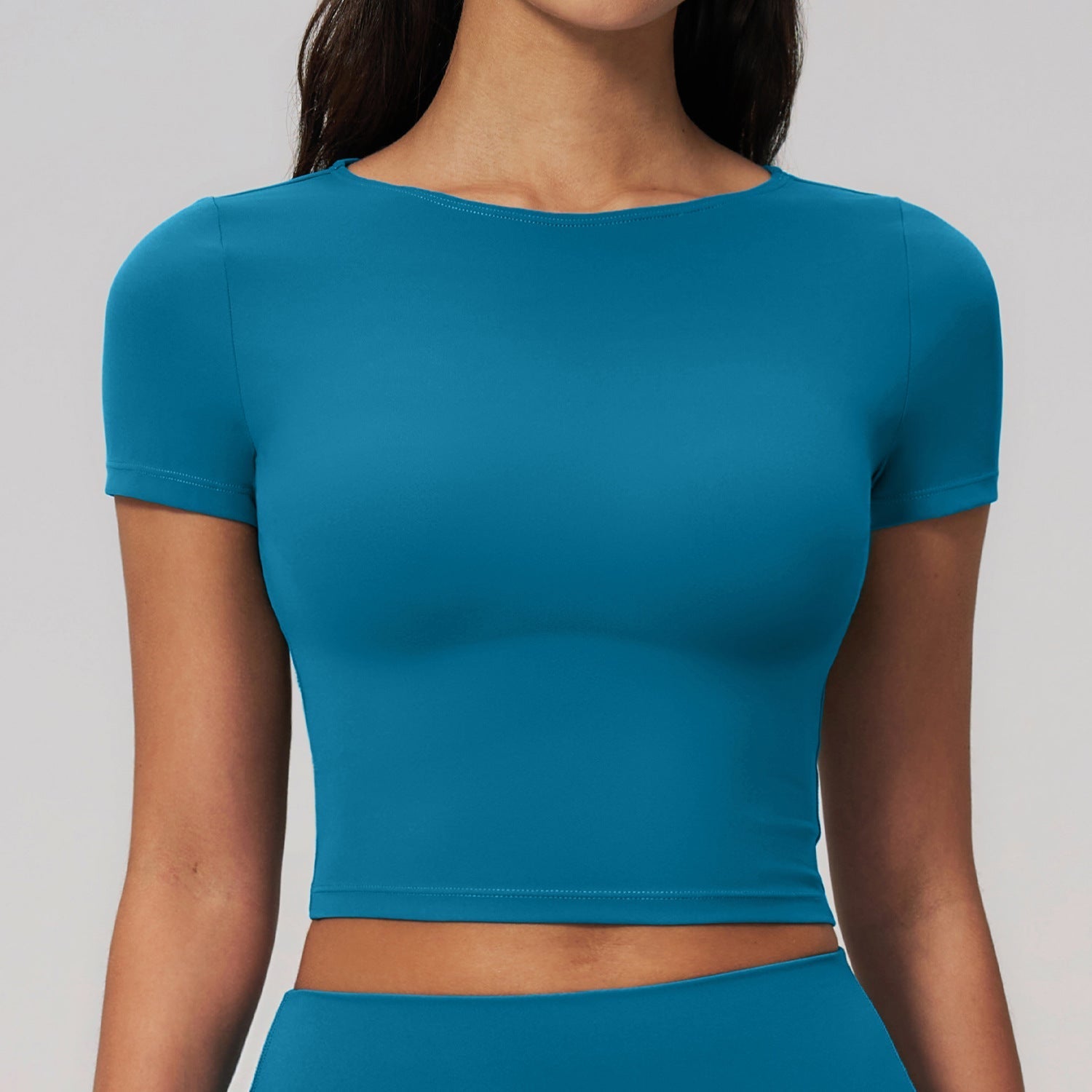 Cream Brushed Exercise Yoga Clothes Women Slim Fit Sports Short Sleeved Shirt Breathable Skin Friendly Fitness T shirt Women Bella Mia