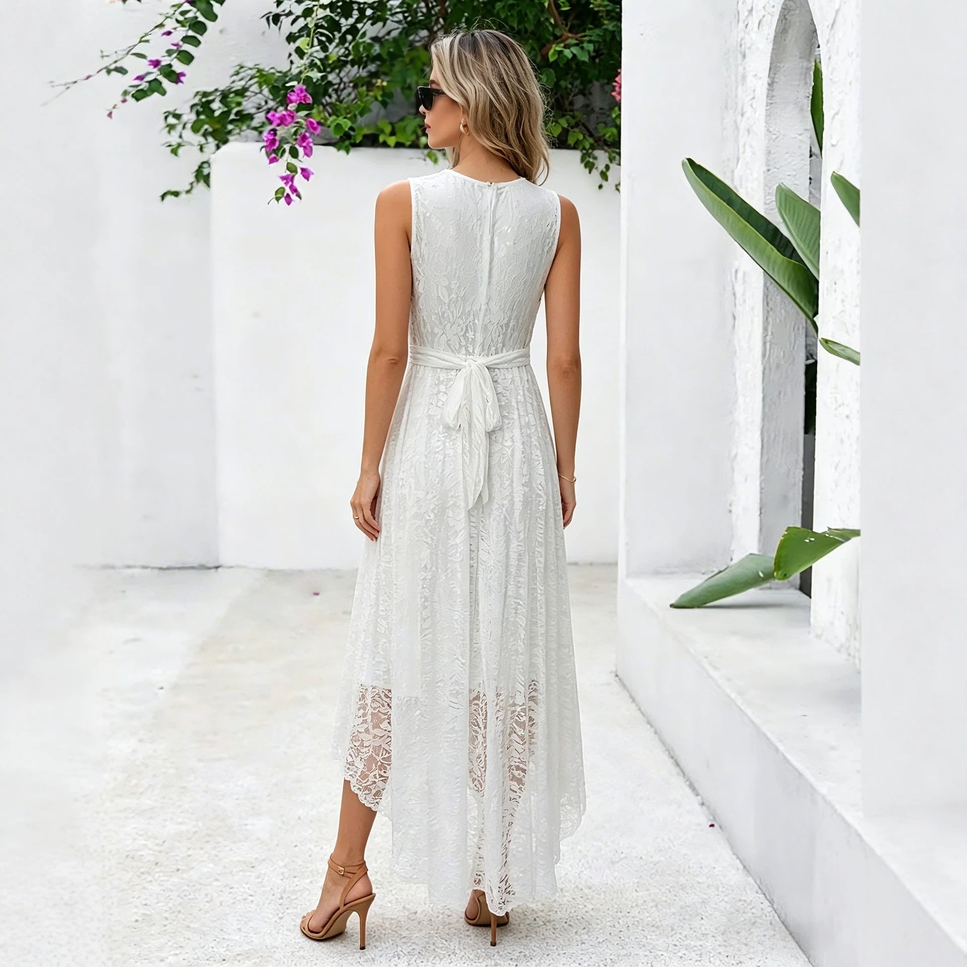 Dress Sexy Lace Stitching Front Short Back Long Party Dress for Women