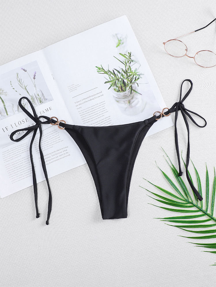 Solid Color Lace up Three Point Sexy Split Bikini Brazilian Beach Triangle Swimming Trunks Swimsuit Bella Mia
