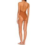 Solid Color One Piece Swimsuit Outer Single Women Swimsuit Solid Color Tube-Top Strap One Piece Bikini Bella Mia
