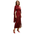 Spring Elegant Retro Faux Two Piece Long Skirt Shawl Design Tassel Dress Swing Dress Women Bella Mia
