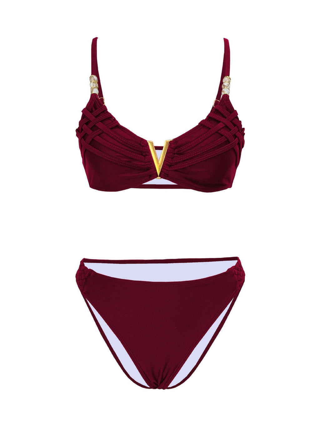 Solid Color Backless Sexy Split Swimsuit Women Bikini Woven Bella Mia