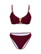 Solid Color Backless Sexy Split Swimsuit Women Bikini Woven Bella Mia