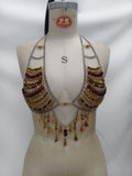 Women Handmade Beaded Chest Necklace Halter Body Cha Top Sold Jewelry Vest