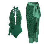 Women One Piece Swimming Bandage Women Tight Retro Printed Bikini Swimsuit Chiffon Skirt Set Bella Mia