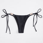 Solid Color Lace up Three Point Sexy Split Bikini Brazilian Beach Triangle Swimming Trunks Swimsuit Bella Mia